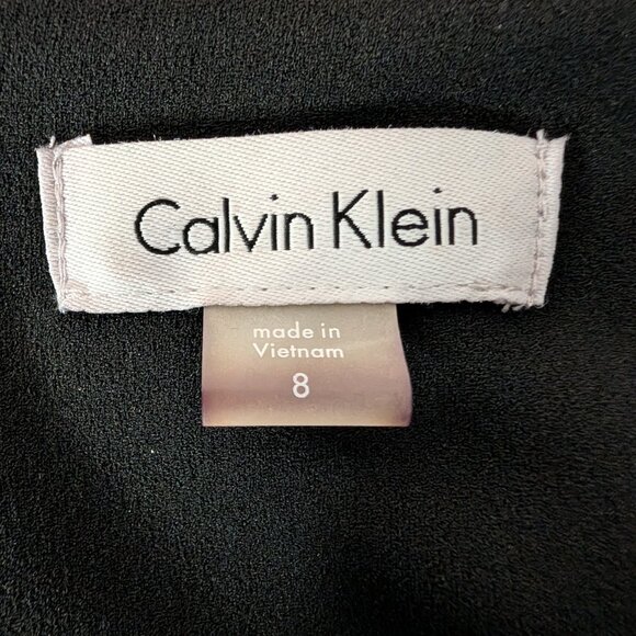 Calvin Klein Black Dress Bell Sleeve Round Neck  Size 8 - Picture 8 of 9